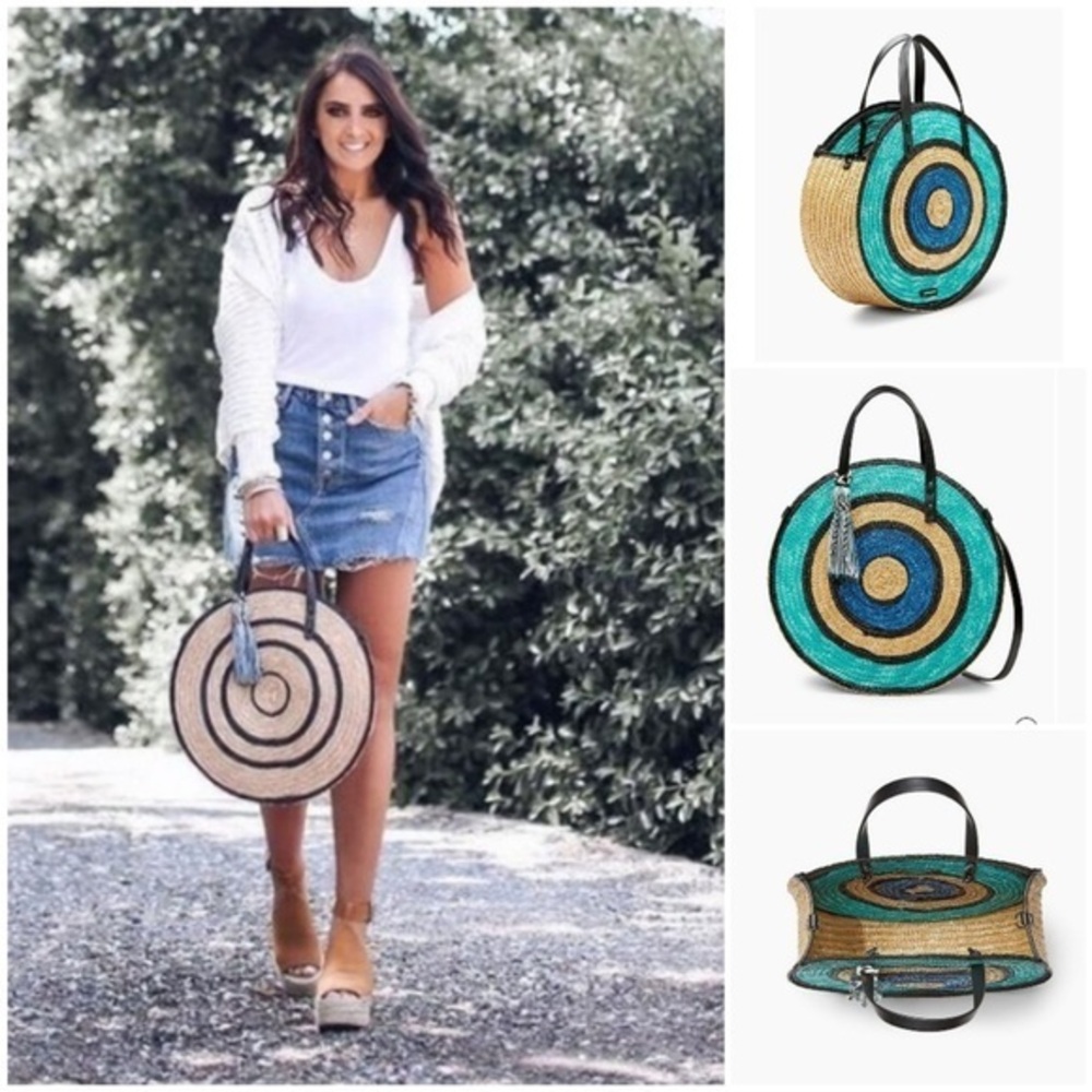 Rebecca Minkoff Straw Circle Tote Turquoise Edition